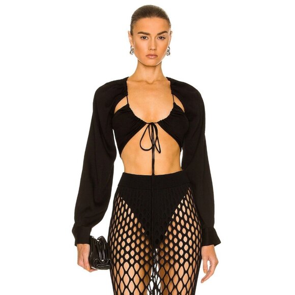 Christopher Esber Ruched Floating Sleeve Top Black
